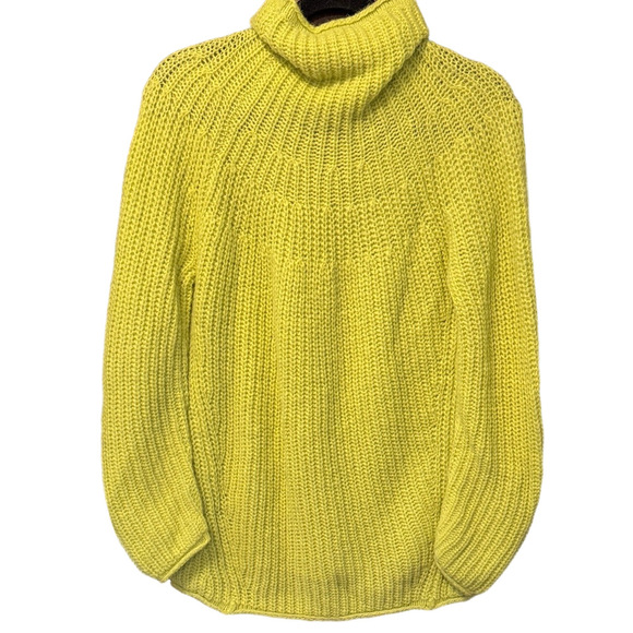 rag & bone Bright Lime Green Josph Turtleneck Pullover Sweater - Picture 2 of 3